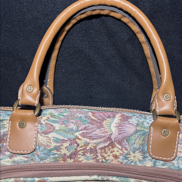 Floral Tapestry oversize Handbag top handle travel doctor style speedy shape - Picture 12 of 16